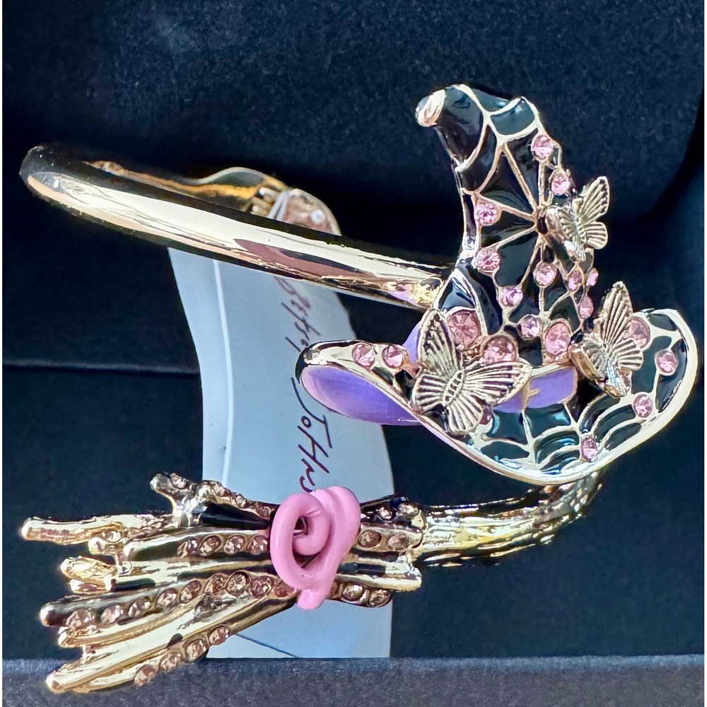 Betsey Johnson Halloween Witch Hat Broom Bracelet Gold Pink Purple NWT